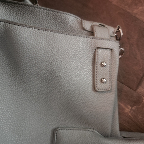 JustFab Elegant Gray Leather Computer Tote Bag - Picture 2 of 9